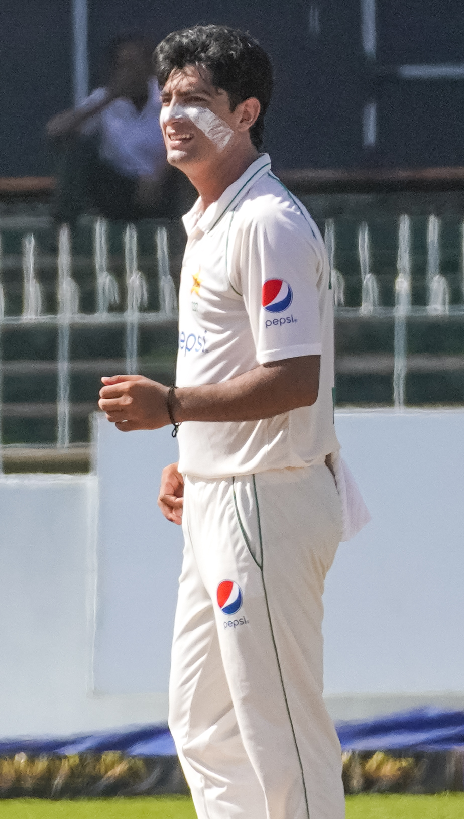 Naseem Shah in action during Pakistan's tour of Sri Lanka