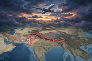 پاکستان کے فضائی حدود کا منظر — بھارتی طیاروں پر فضائی پابندی کی خبر کی نمائندہ تصویر