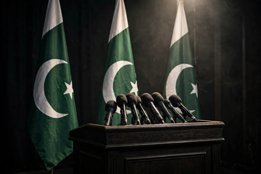 وزیراعظم کے مشیر رانا ثناء اللہ کے بیان پر مبنی پریس کانفرنس کی تصویر