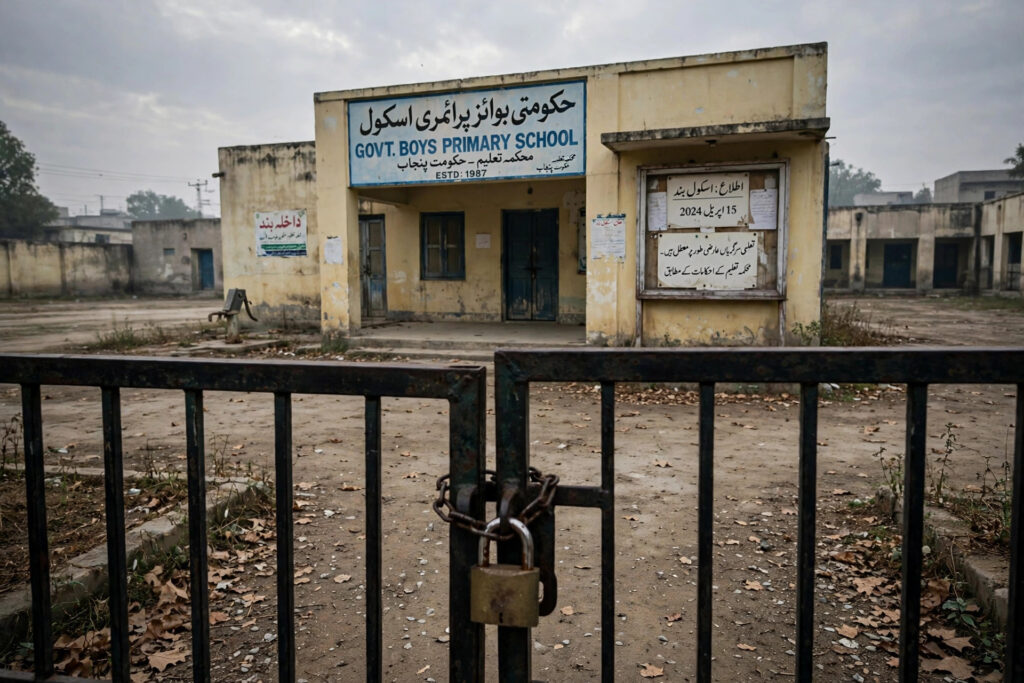 بند اسکول کا گیٹ — خیبر پختونخوا میں تعلیمی ادارے بند