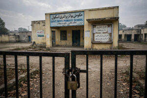 بند اسکول کا گیٹ — خیبر پختونخوا میں تعلیمی ادارے بند